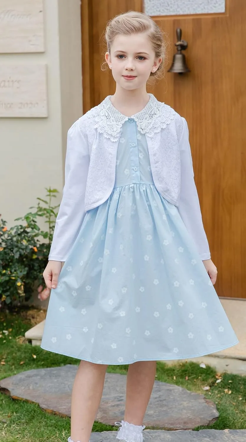 SMILING PINKER Little Girls' Long Sleeve Lace Bolero Cardigan Shrug
