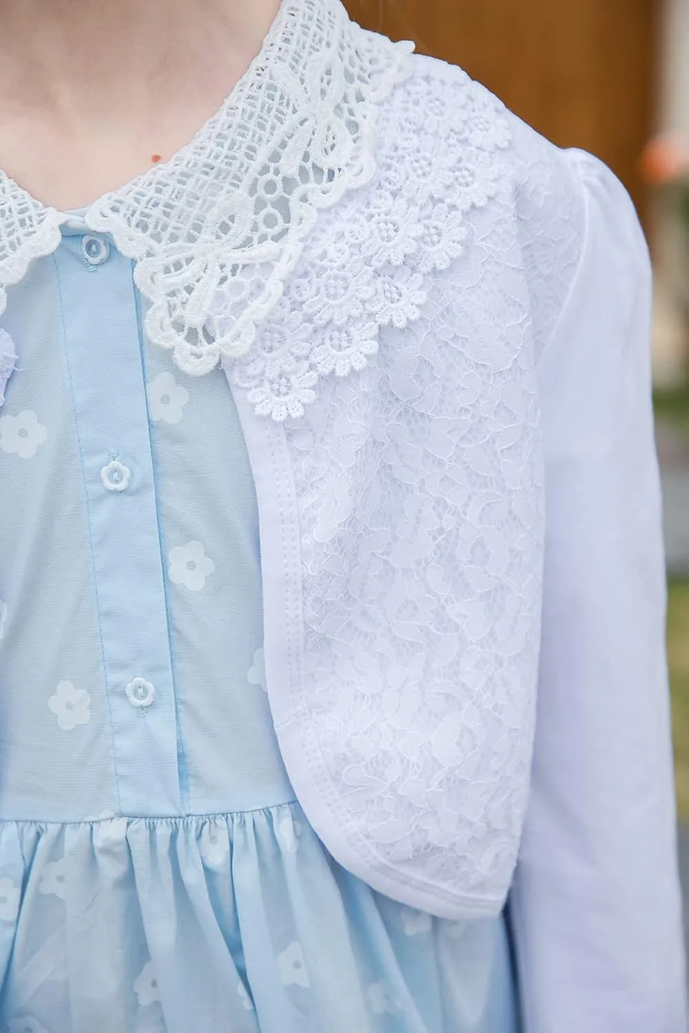 SMILING PINKER Little Girls' Long Sleeve Lace Bolero Cardigan Shrug