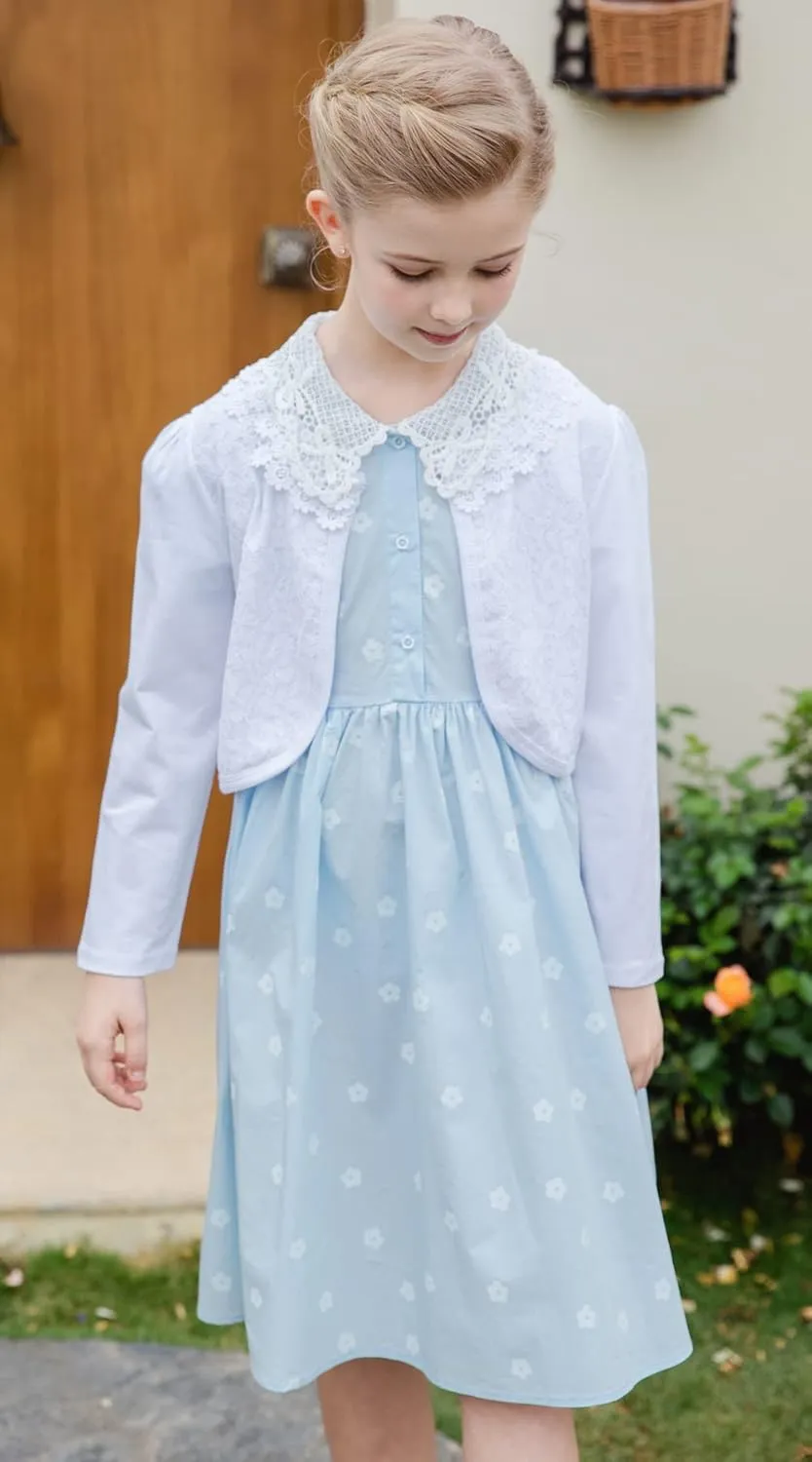 SMILING PINKER Little Girls' Long Sleeve Lace Bolero Cardigan Shrug