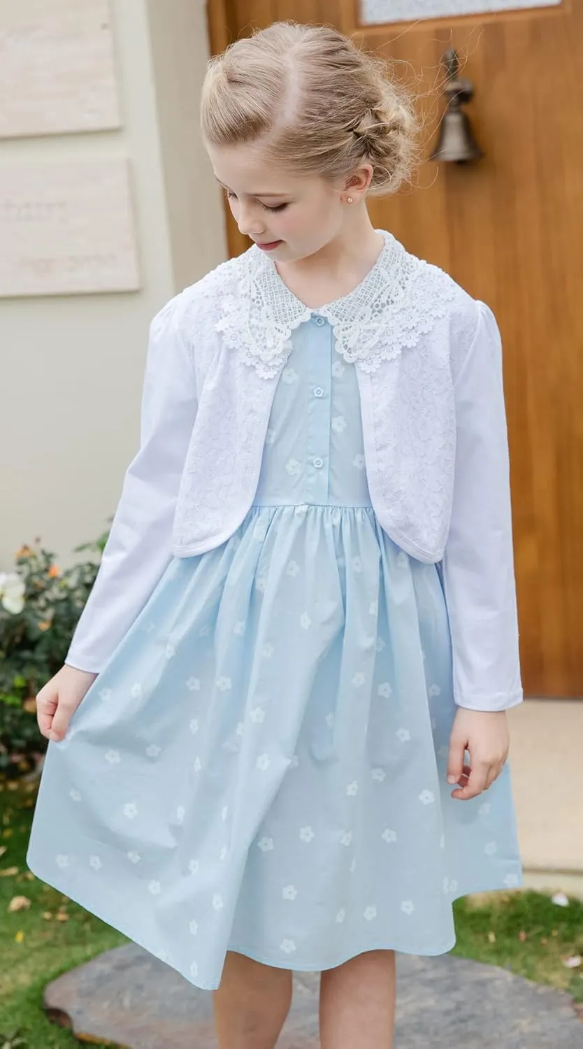 SMILING PINKER Little Girls' Long Sleeve Lace Bolero Cardigan Shrug