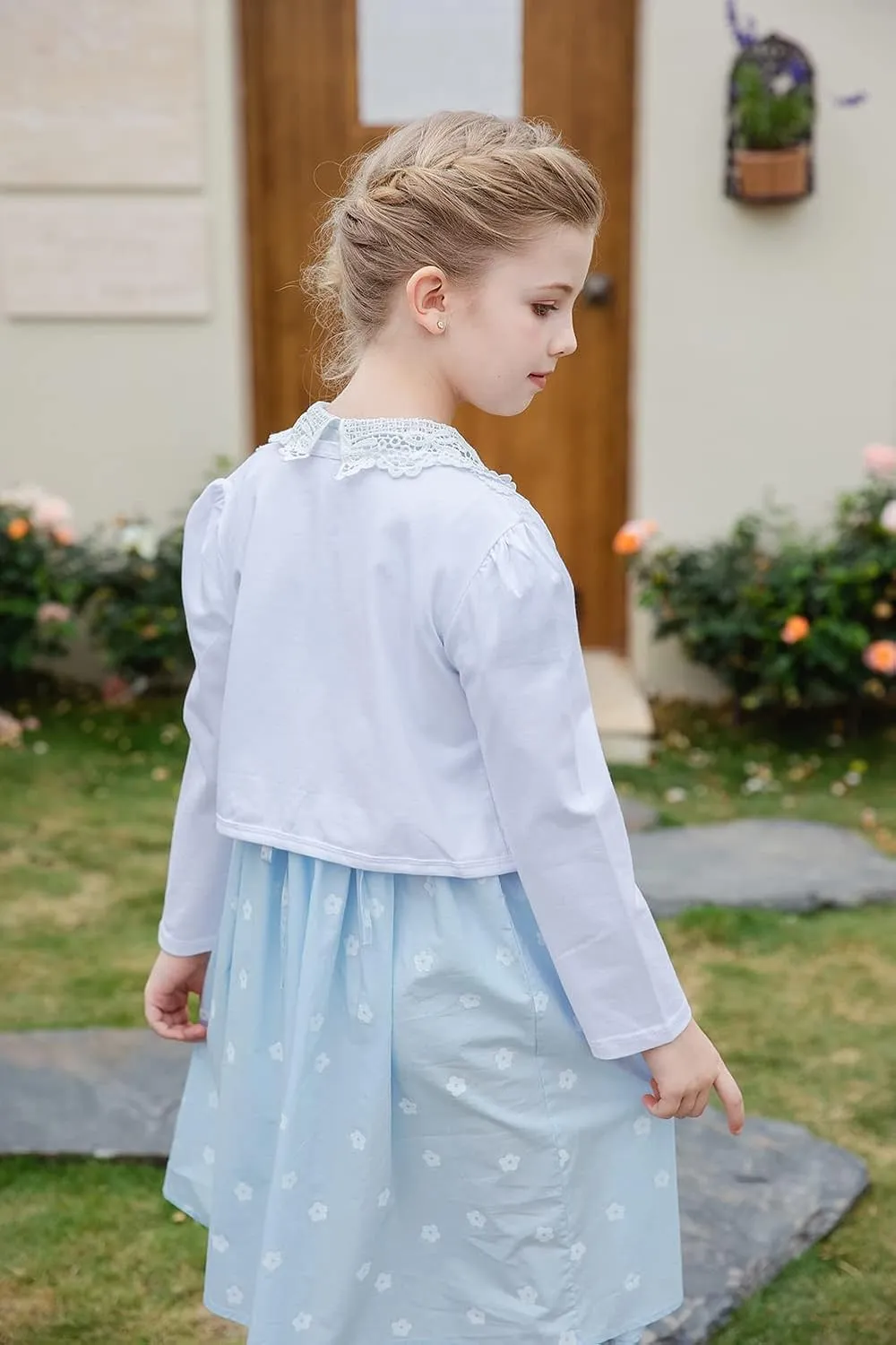 SMILING PINKER Little Girls' Long Sleeve Lace Bolero Cardigan Shrug