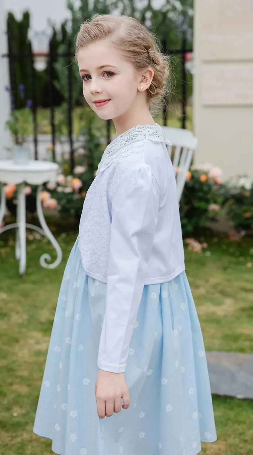 SMILING PINKER Little Girls' Long Sleeve Lace Bolero Cardigan Shrug