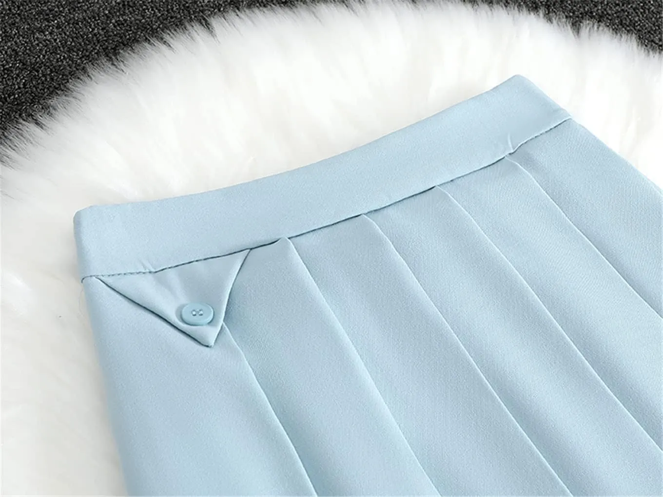 Suit Fabric A-Line Pleated Skirst Women Spring Autumn Umbrella Skirts Thin Midi Casual Skirt