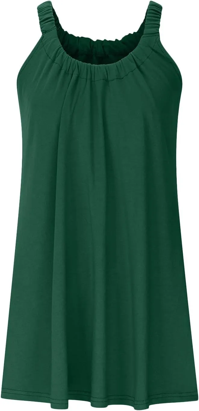 Summer Dresses for Women 2025 Trendy Halter U Neck Sun Dress Casual Loose Fit Beach Cover Up Vacation Mini Dresses