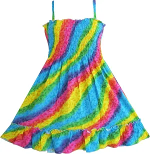 Sunny Fashion Girls Dress Cotton Flower Square Collar A Line Ruffle Flare