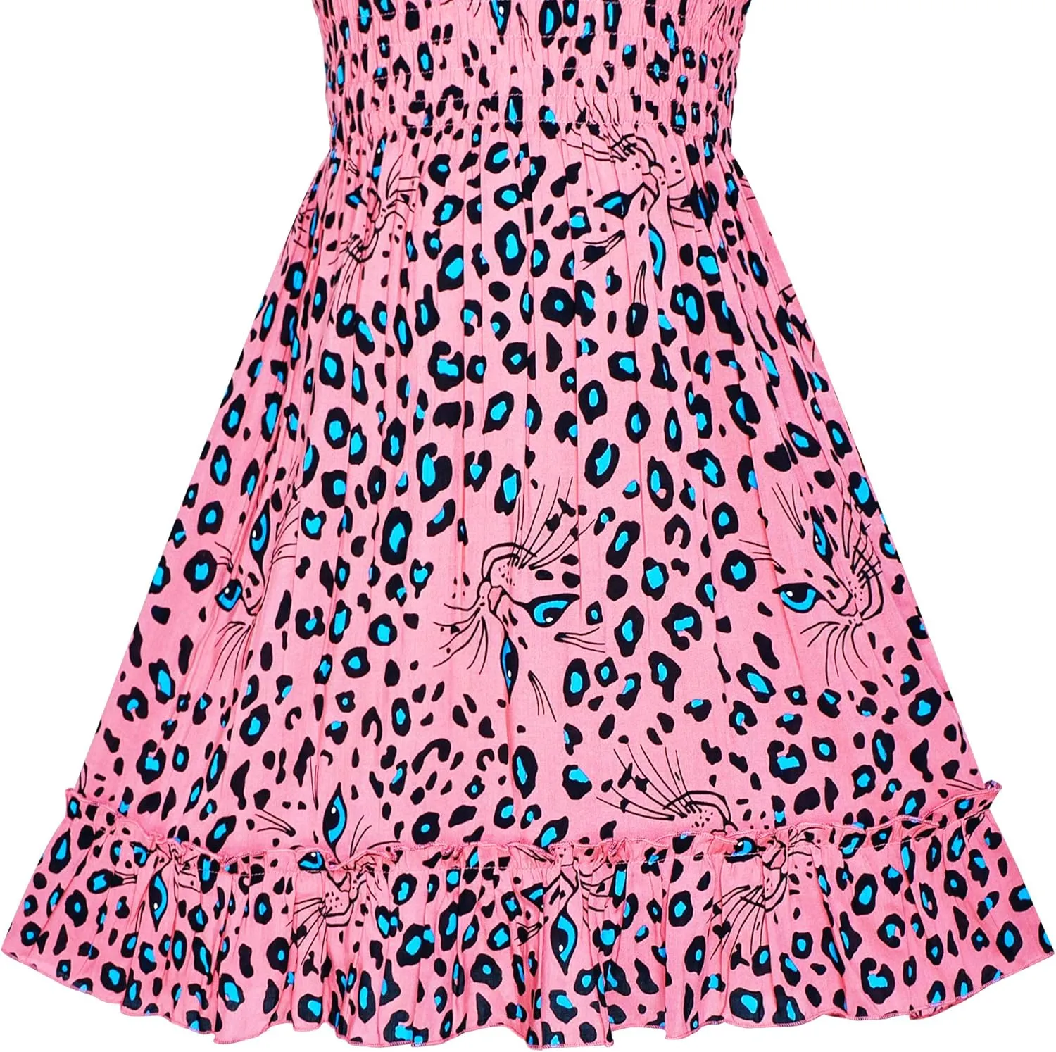 Sunny Fashion Girls Dress Cotton Flower Square Collar A Line Ruffle Flare