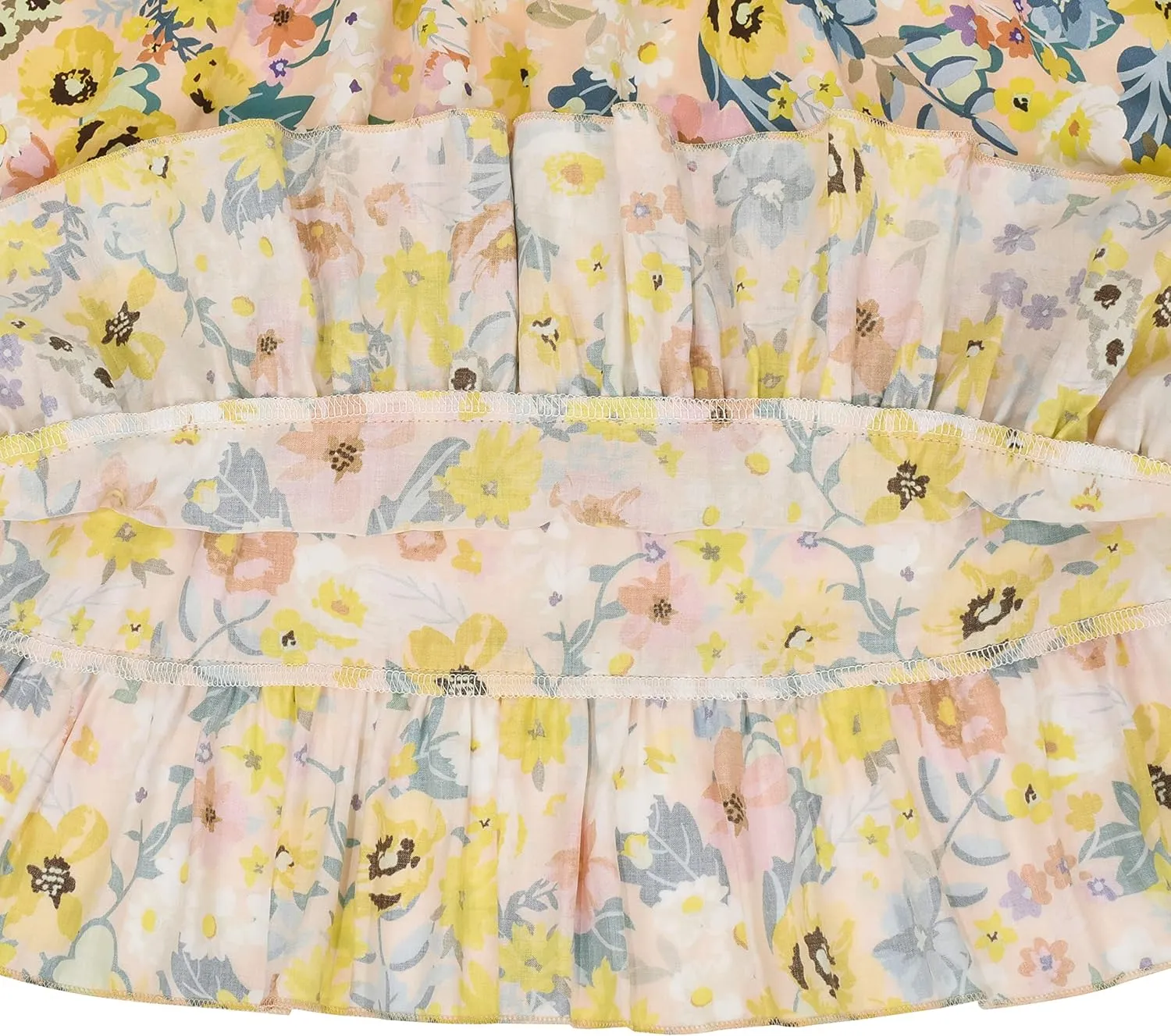 Sunny Fashion Girls Dress Cotton Flower Square Collar A Line Ruffle Flare