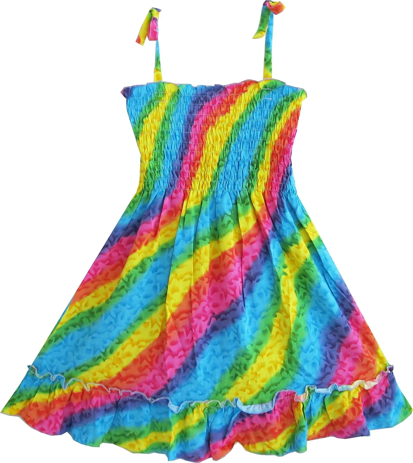 Sunny Fashion Girls Dress Cotton Flower Square Collar A Line Ruffle Flare