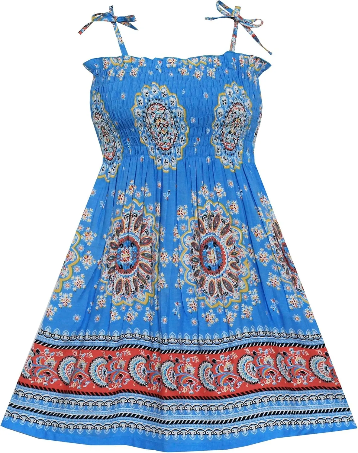 Sunny Fashion Girls Dress Cotton Flower Square Collar A Line Ruffle Flare