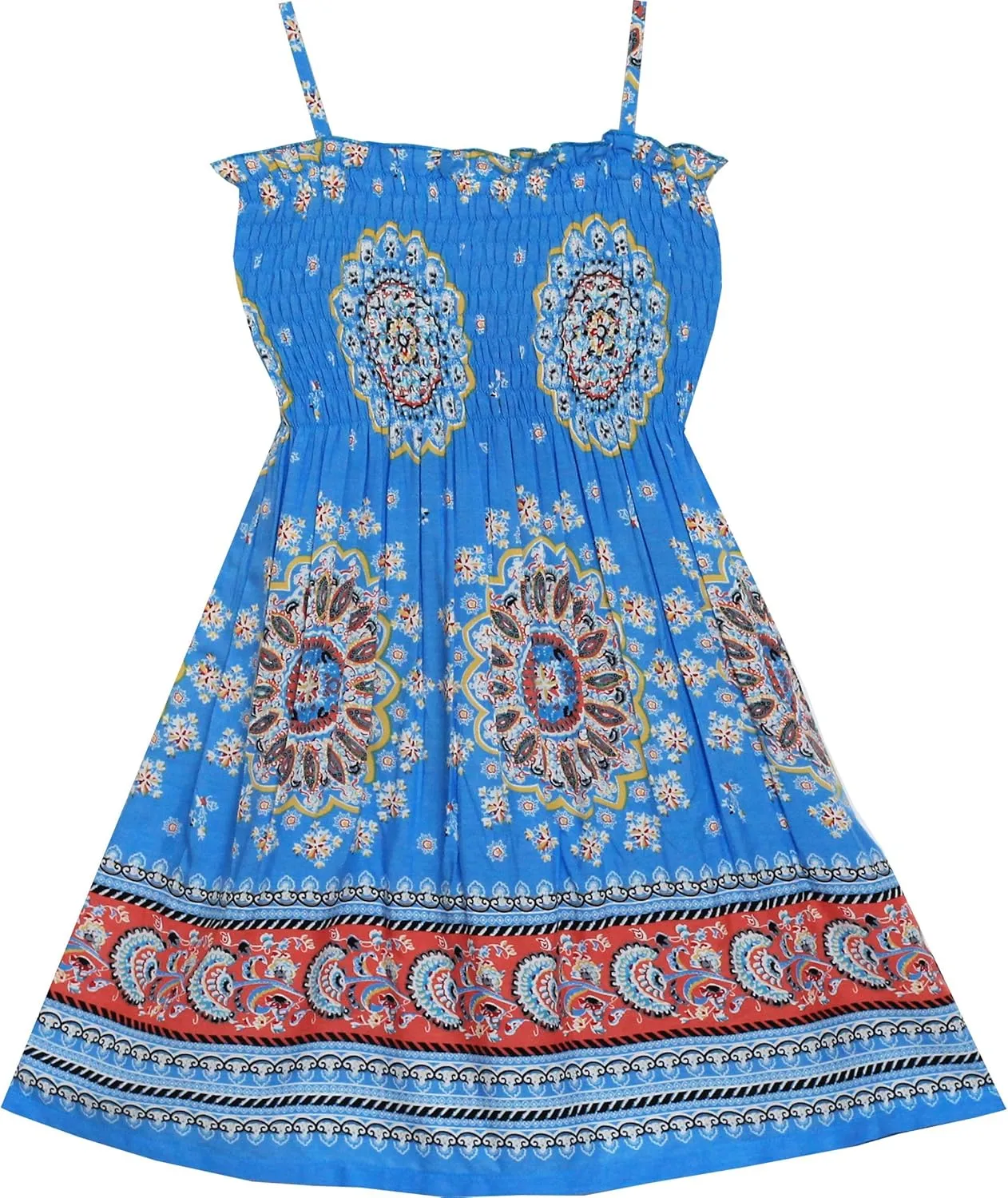 Sunny Fashion Girls Dress Cotton Flower Square Collar A Line Ruffle Flare