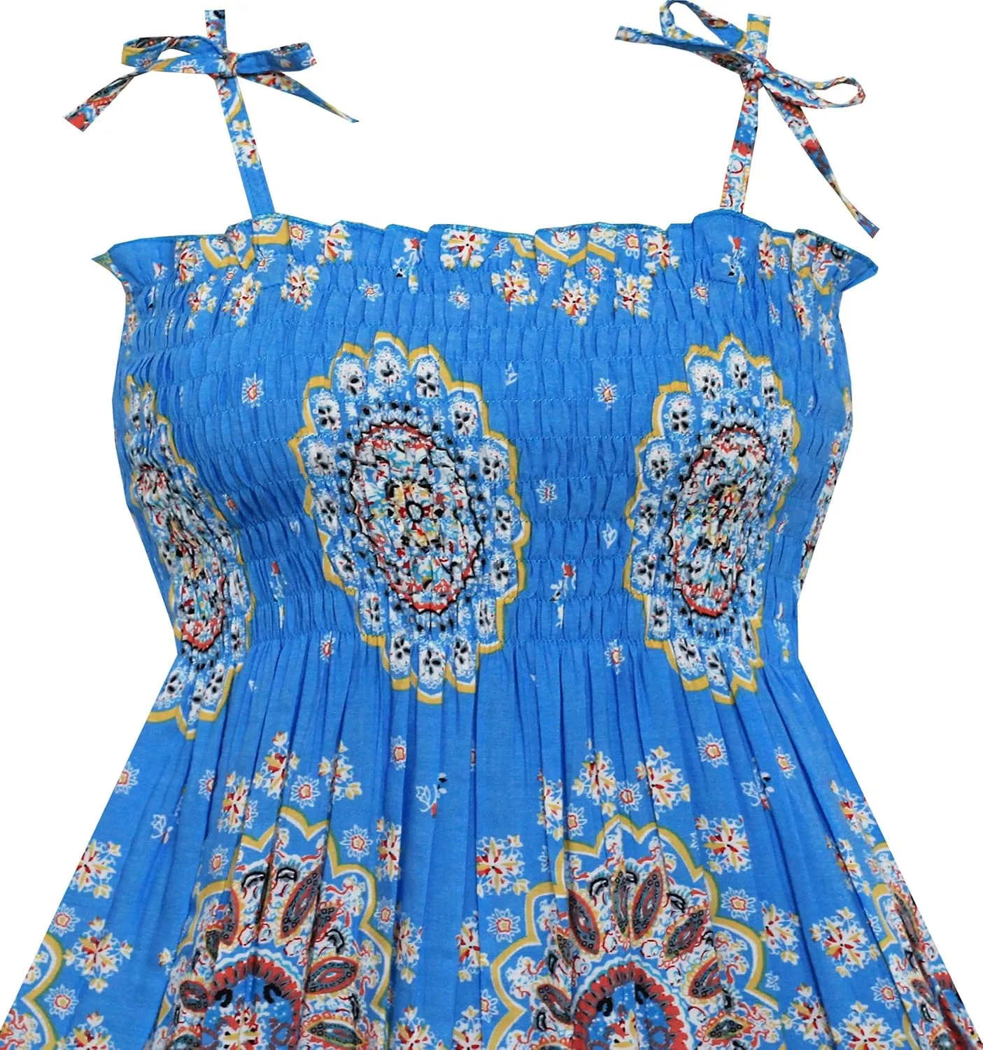 Sunny Fashion Girls Dress Cotton Flower Square Collar A Line Ruffle Flare