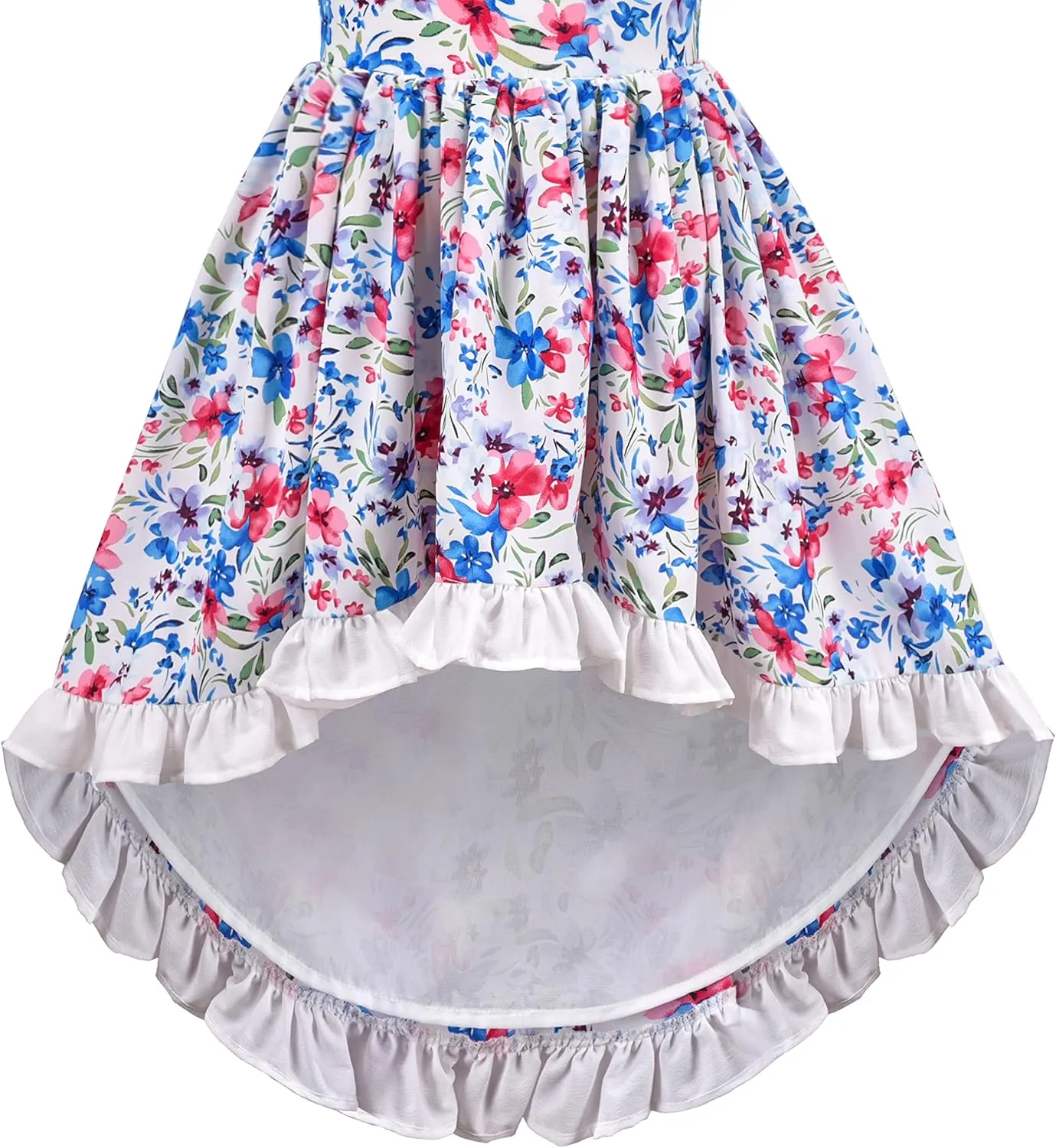 Sunny Fashion Girls Dress Floral Print Summer Sundress Sleeveless Hollow Back