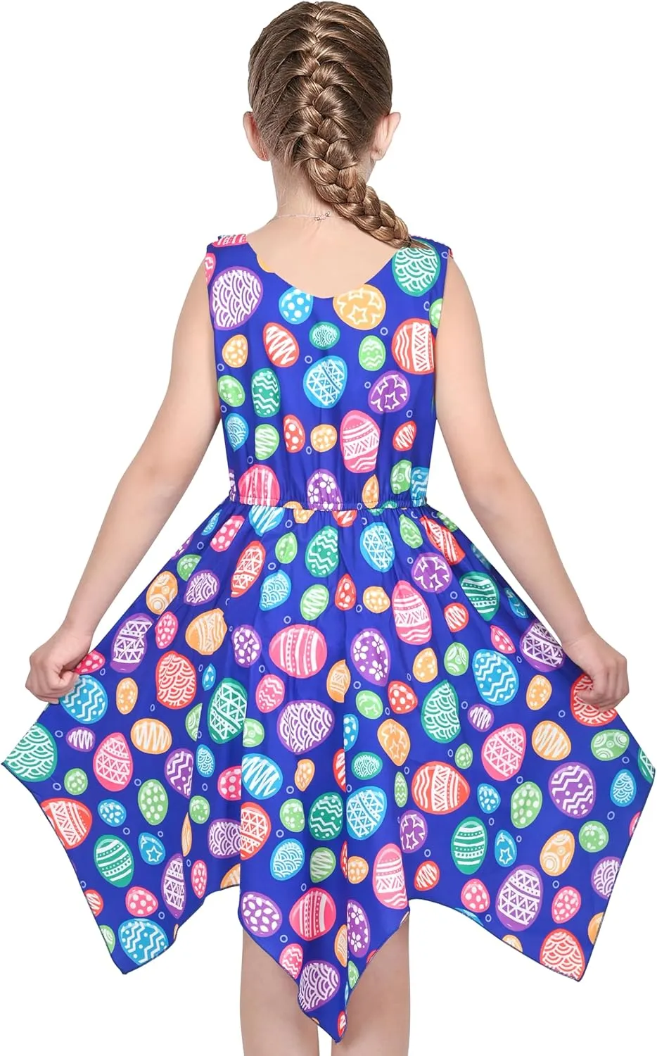 Sunny Fashion Girls Dress Flower Print Hanky Hem Princess Size 7-14