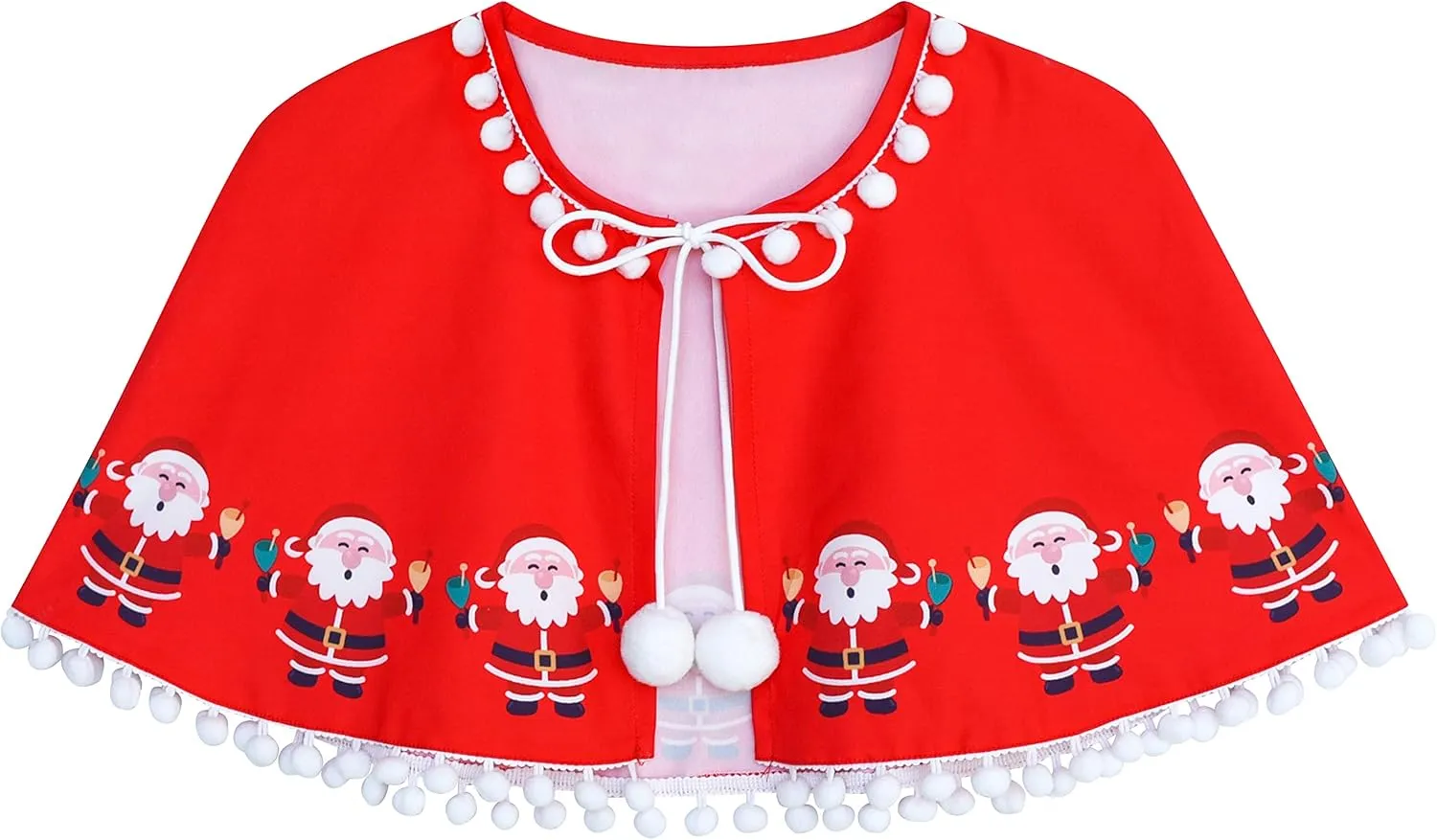 Sunny Fashion Girls Dress Jingle Bell Red Cape Cloak Christmas New Year