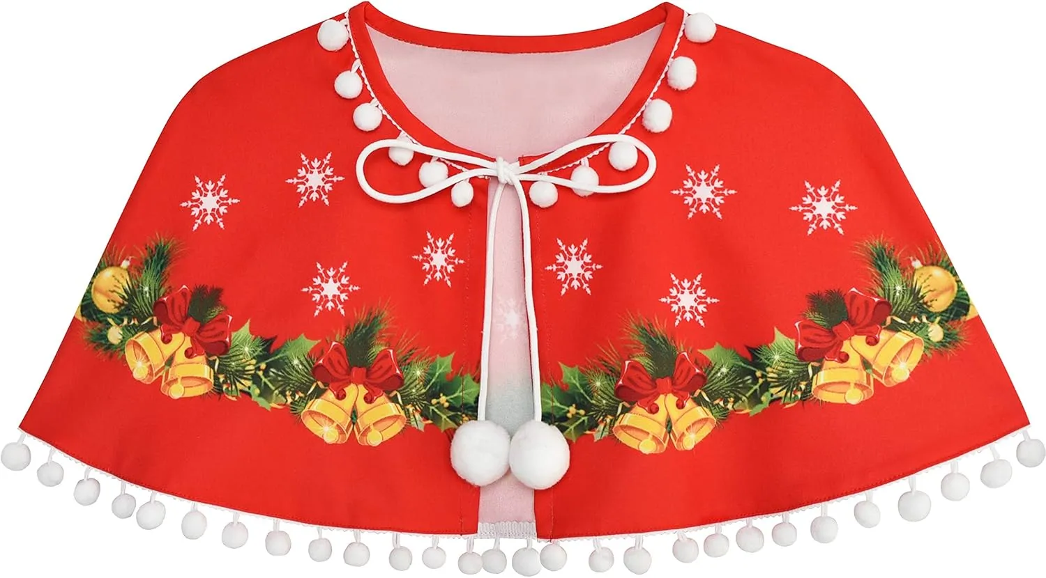 Sunny Fashion Girls Dress Jingle Bell Red Cape Cloak Christmas New Year