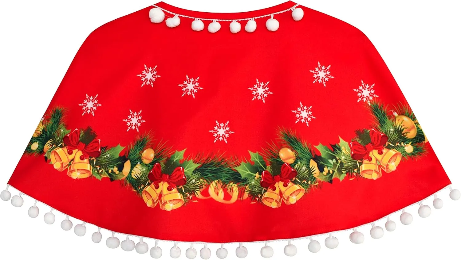Sunny Fashion Girls Dress Jingle Bell Red Cape Cloak Christmas New Year