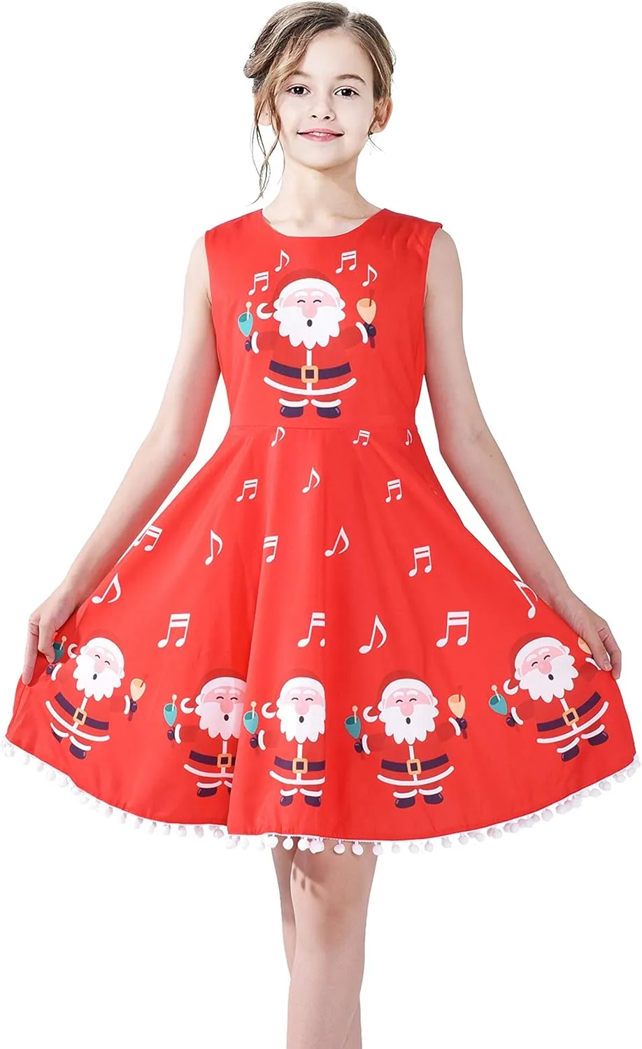 Sunny Fashion Girls Dress Jingle Bell Red Cape Cloak Christmas New Year
