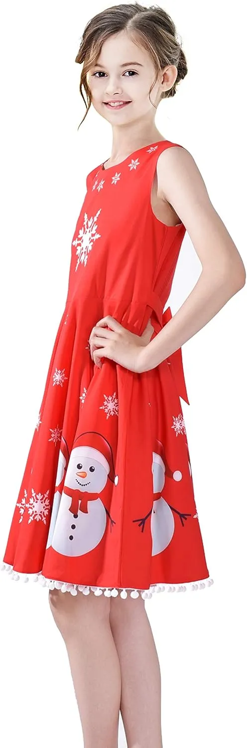 Sunny Fashion Girls Dress Jingle Bell Red Cape Cloak Christmas New Year