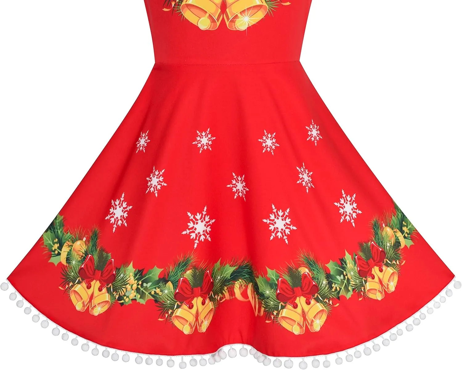 Sunny Fashion Girls Dress Jingle Bell Red Cape Cloak Christmas New Year