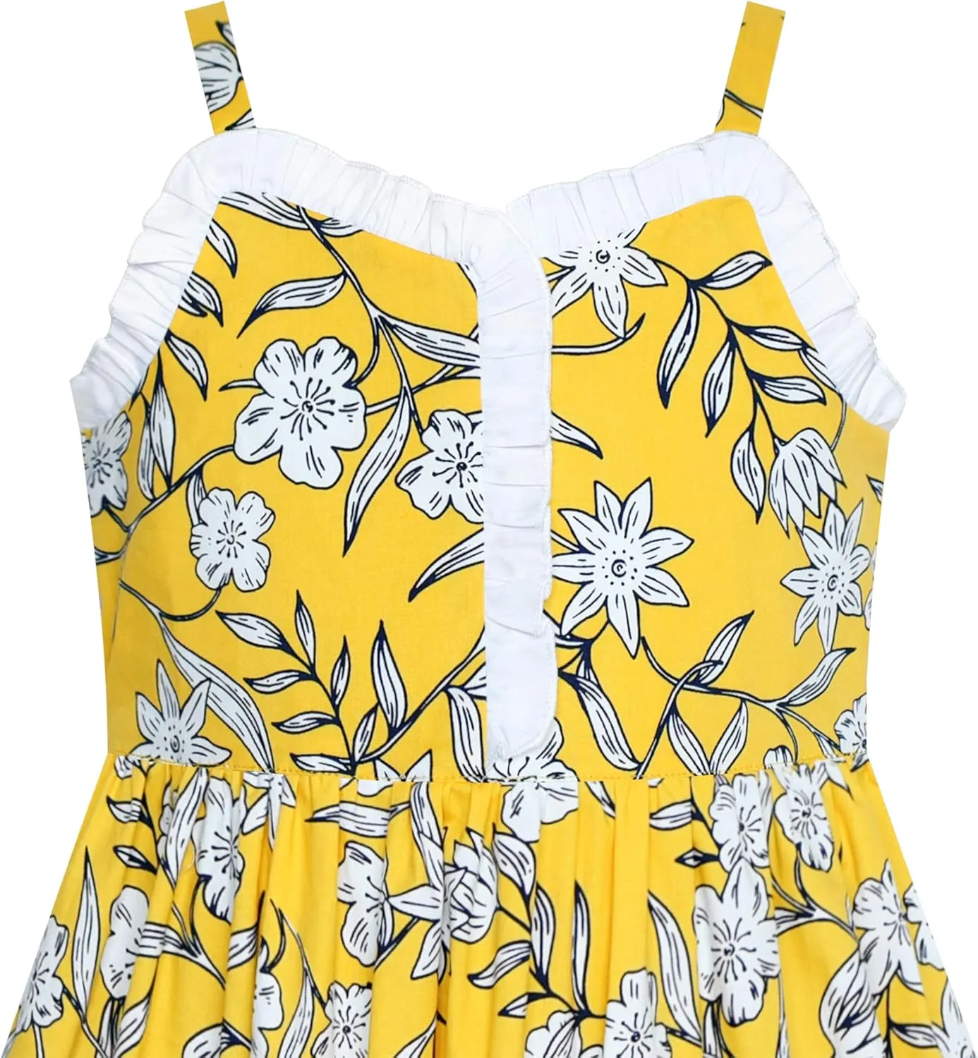 Sunny Fashion Girls Dress Yellow Flower Tank Sundress Party Size 4-8