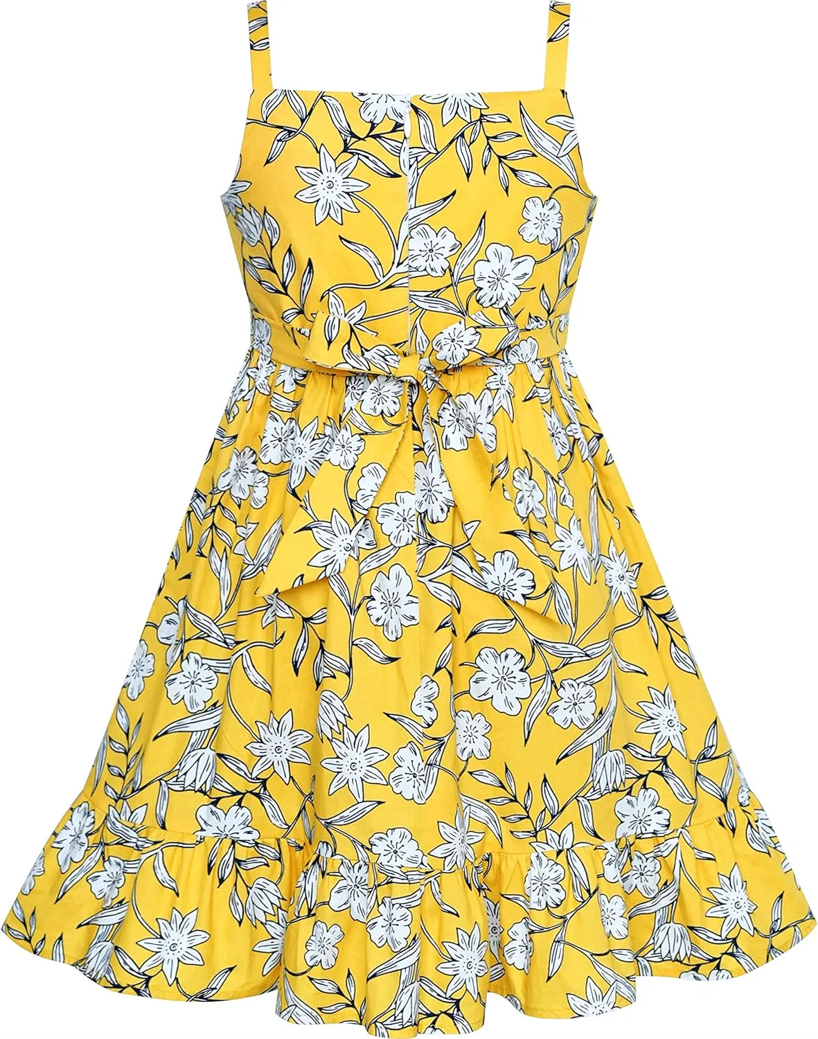 Sunny Fashion Girls Dress Yellow Flower Tank Sundress Party Size 4-8