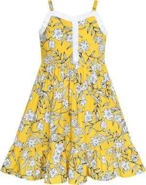 Sunny Fashion Girls Dress Yellow Flower Tank Sundress Party Size 4-8