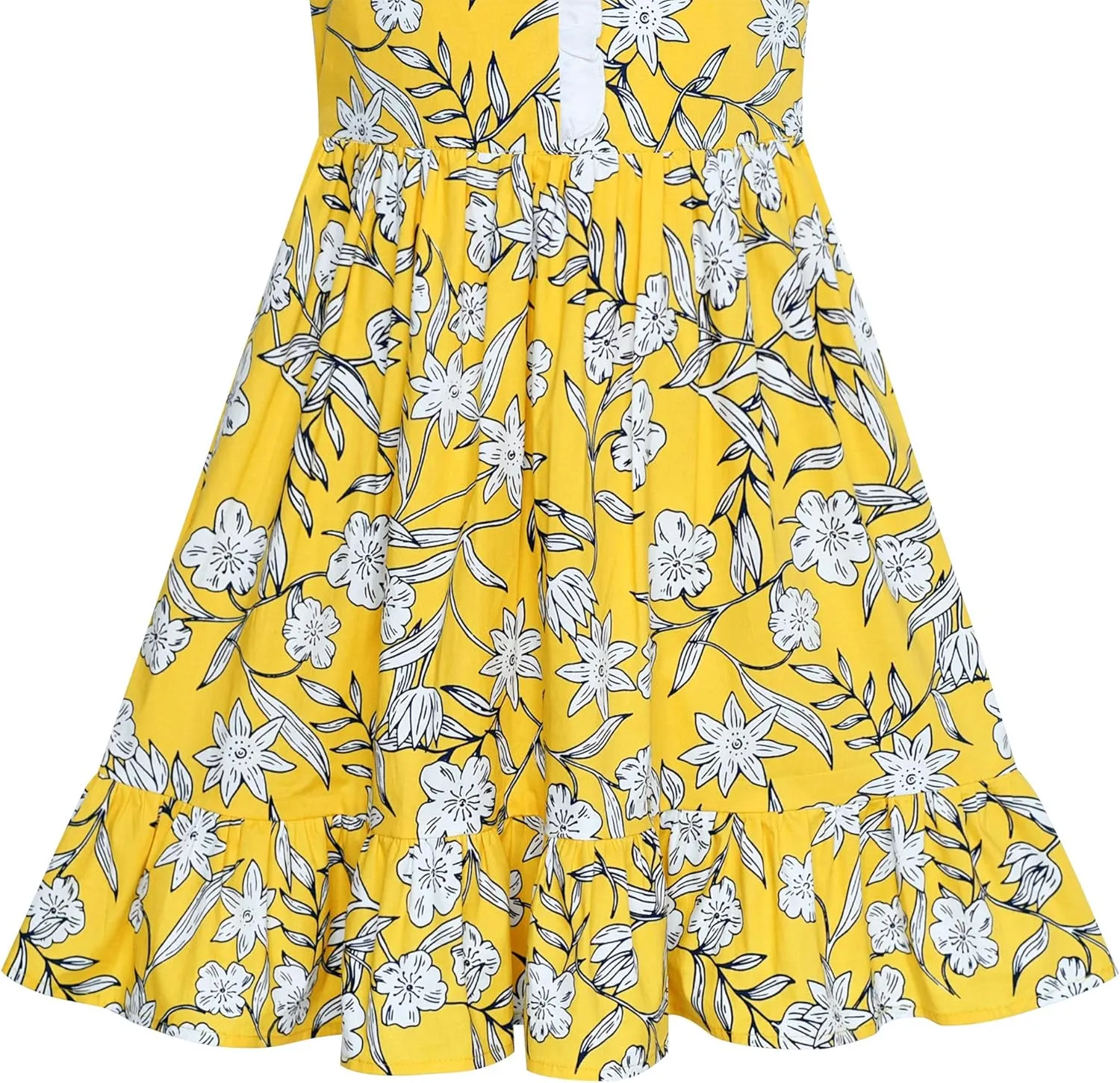 Sunny Fashion Girls Dress Yellow Flower Tank Sundress Party Size 4-8