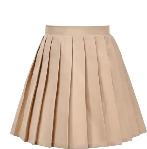 Sunny Fashion Girls Skirt Beige Pleated Bow Tie Back School Uniform Size 6-14