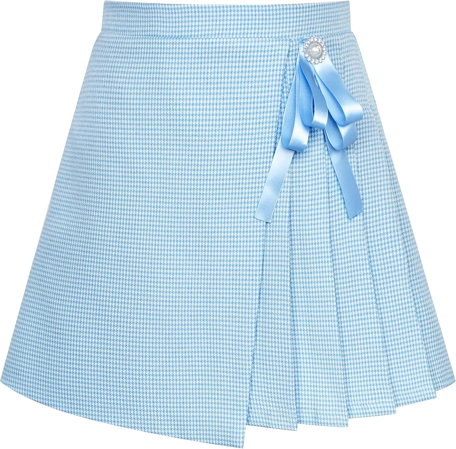 Sunny Fashion Girls Skirt Beige Pleated Bow Tie Back School Uniform Size 6-14
