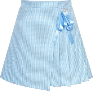 Sunny Fashion Girls Skirt Beige Pleated Bow Tie Back School Uniform Size 6-14
