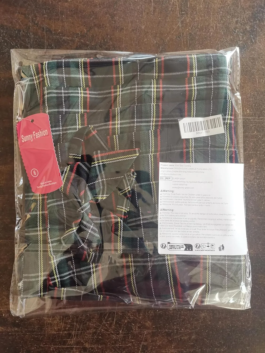 Sunny Fashion Girls Skirt Kids School Uniform Set Red Tartan Pleated Hem Skirt