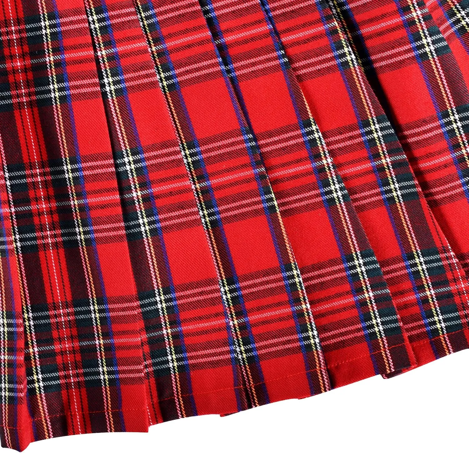 Sunny Fashion Girls Skirt Kids School Uniform Set Red Tartan Pleated Hem Skirt