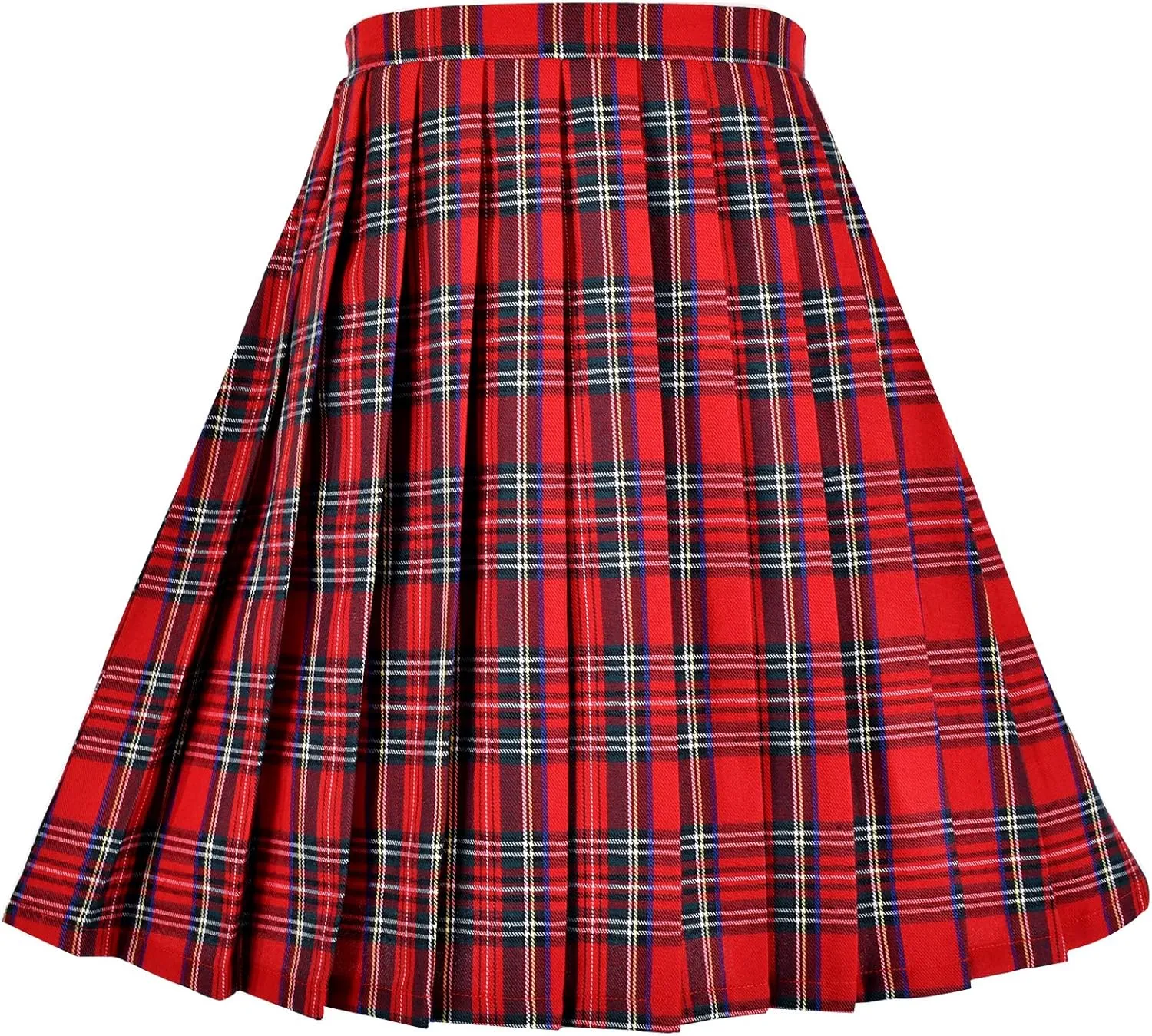 Sunny Fashion Girls Skirt Kids School Uniform Set Red Tartan Pleated Hem Skirt