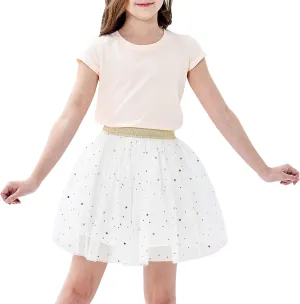 Sunny Fashion Girls Skirt Navy Blue Pearl Stars Sparkling Tutu Dancing Size 4-12