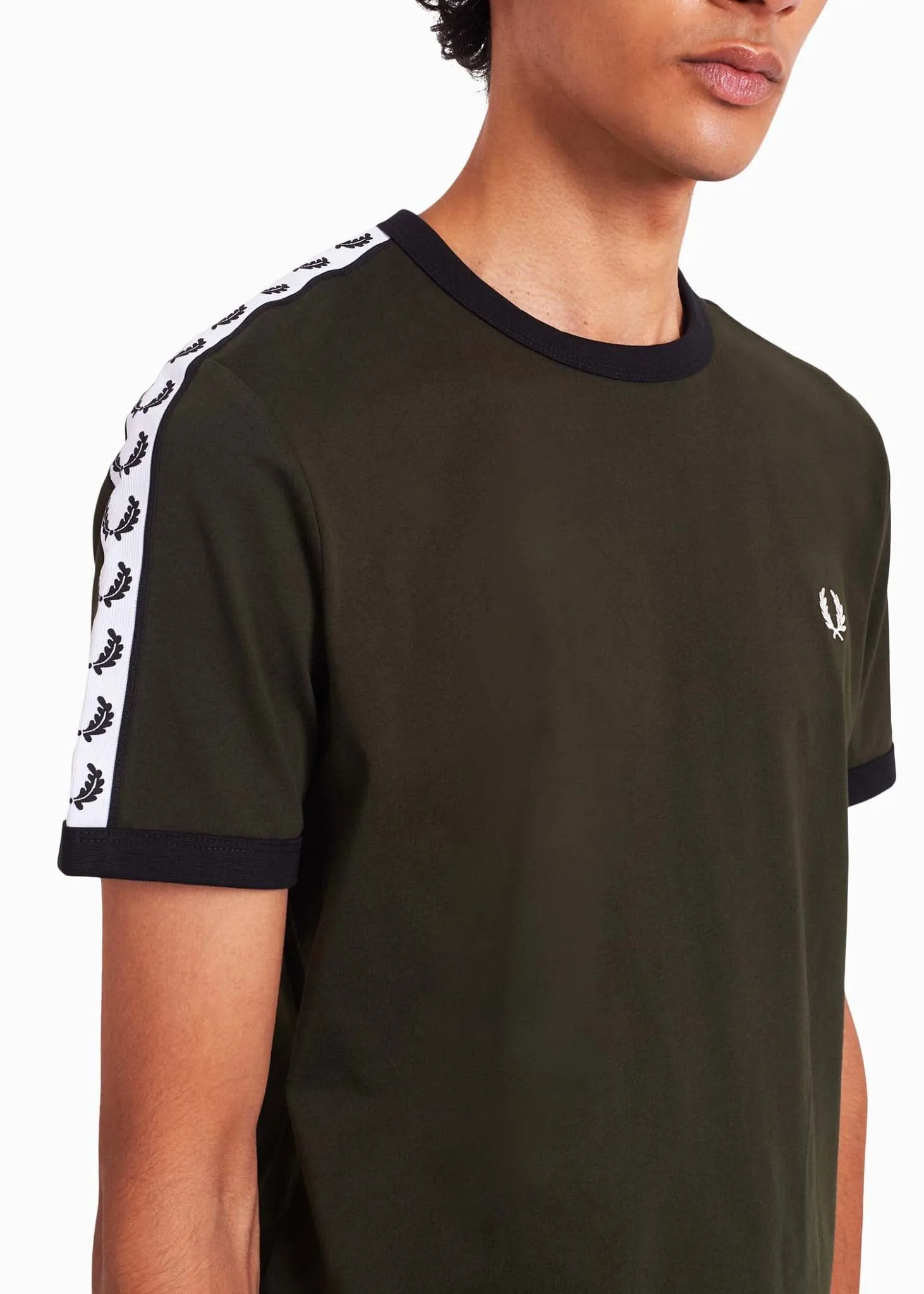 Taped Ringer aw T-Shirt  Jagdgrn