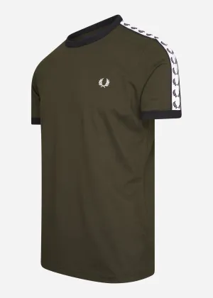 Taped Ringer aw T-Shirt  Jagdgrn