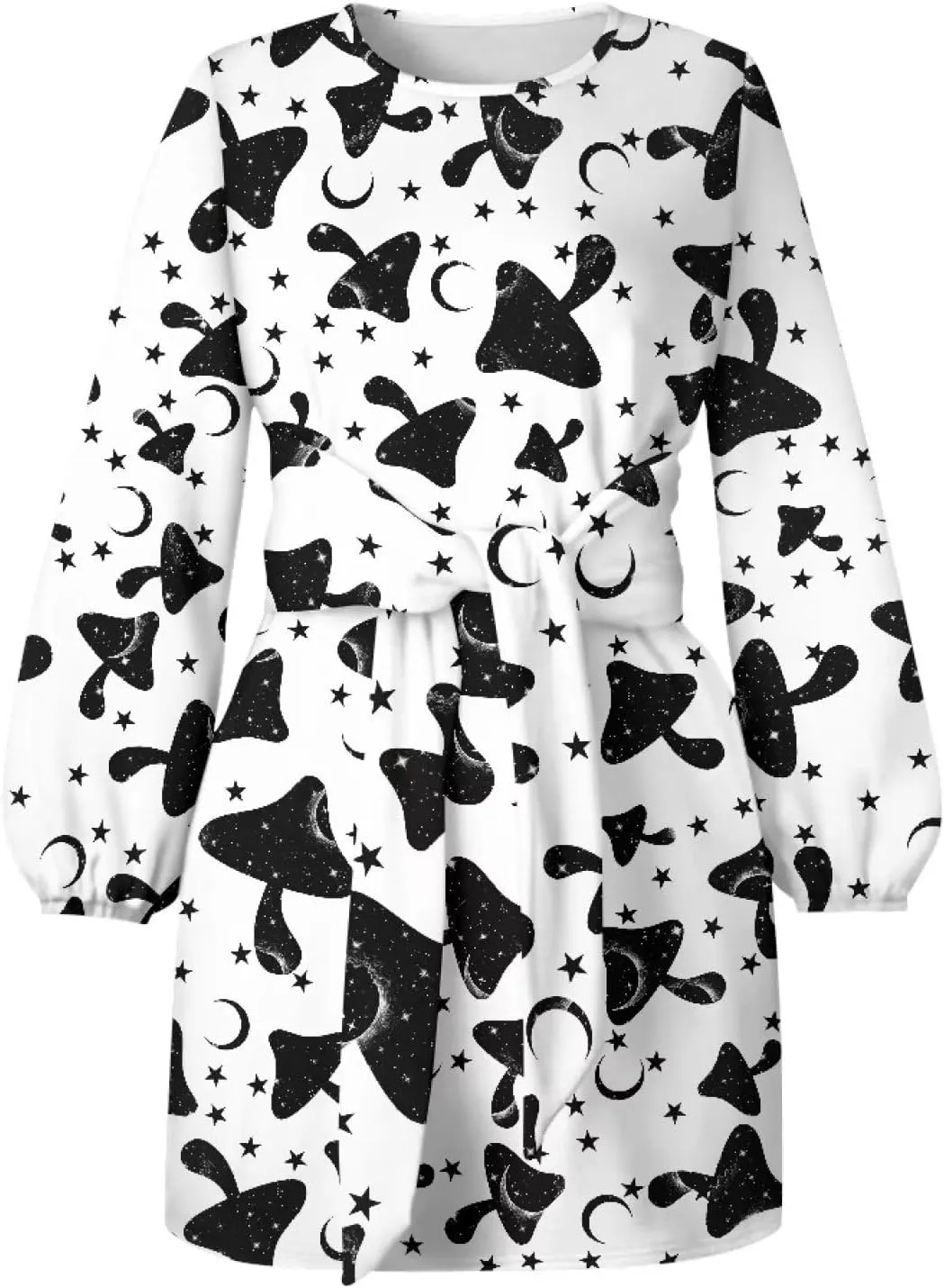 TODIYADDU Womens Dress Trendy Dresses with Lantern Sleeves Mini Short Dresses with Belt Womens Flowy Swing Midi Dress Gifts