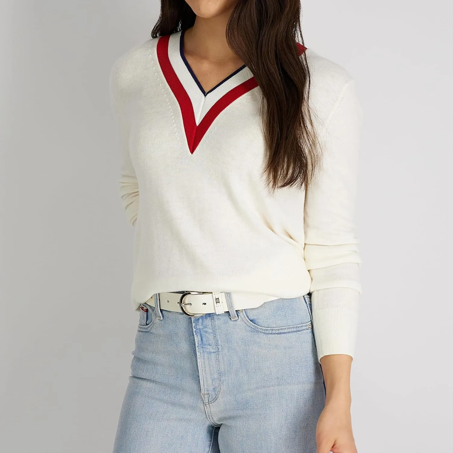 Tommy Hilfiger Women's TH Ornament Logo Casual Leather Belt for Jeans, Trousers and Dresses