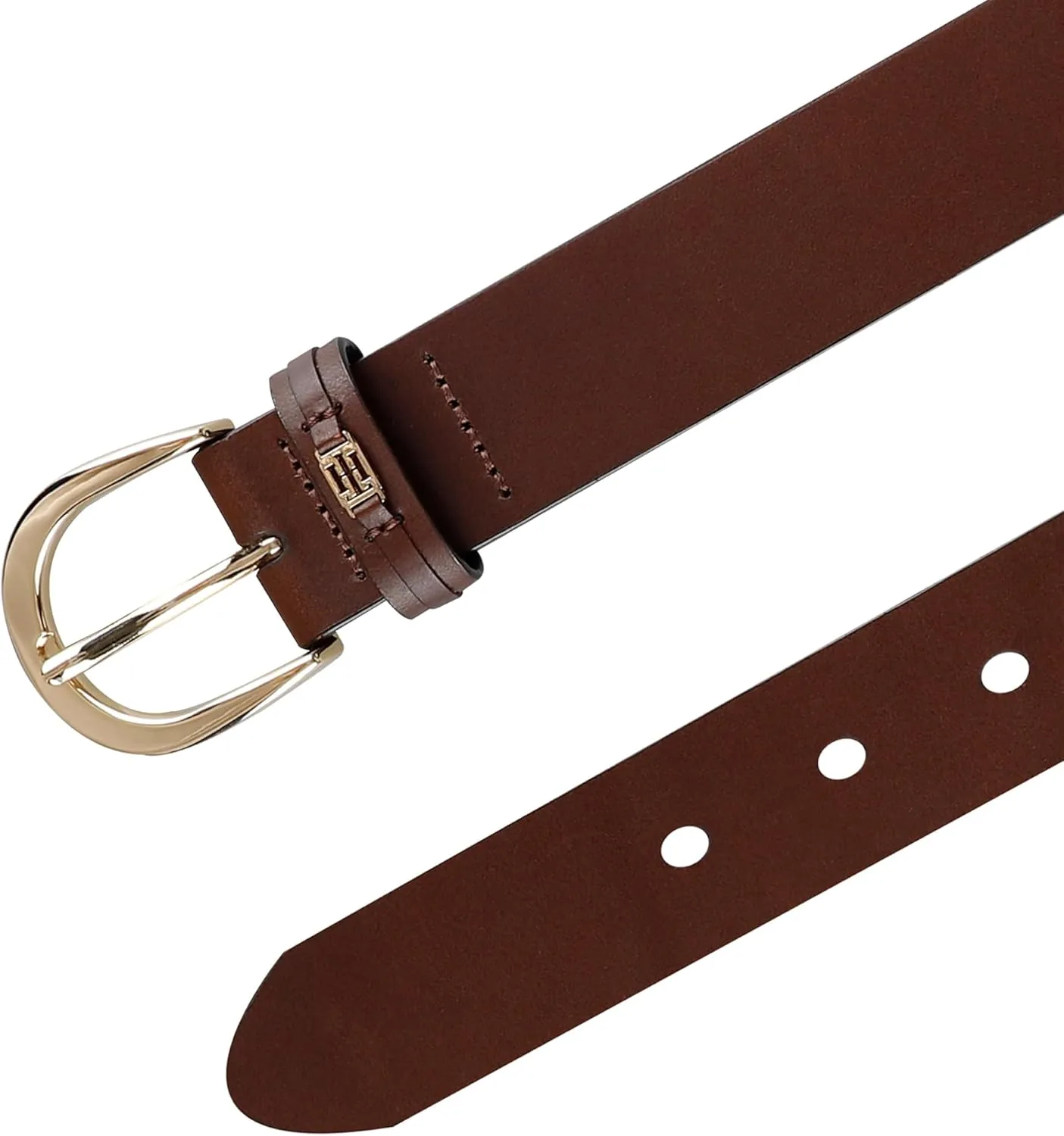 Tommy Hilfiger Women's TH Ornament Logo Casual Leather Belt for Jeans, Trousers and Dresses