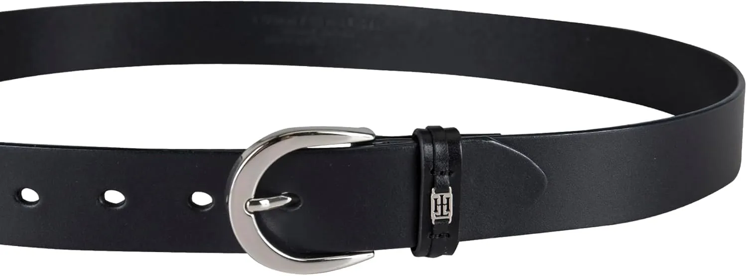 Tommy Hilfiger Women's TH Ornament Logo Casual Leather Belt for Jeans, Trousers and Dresses