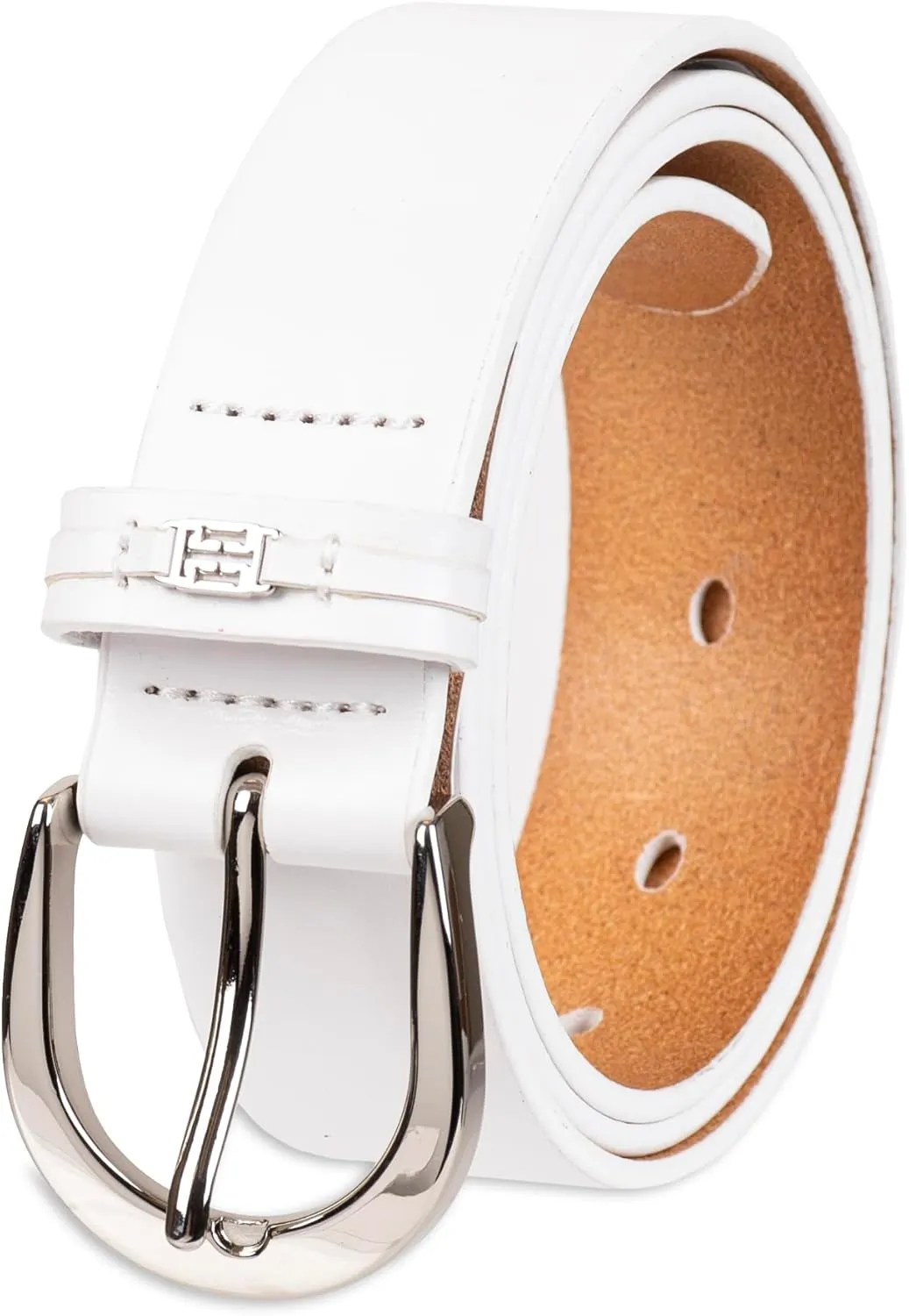 Tommy Hilfiger Women's TH Ornament Logo Casual Leather Belt for Jeans, Trousers and Dresses