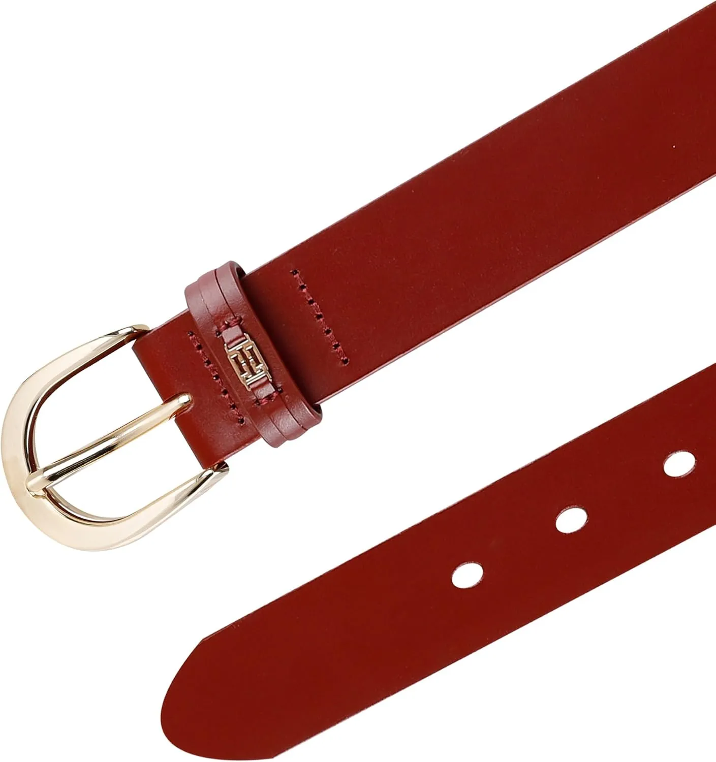 Tommy Hilfiger Women's TH Ornament Logo Casual Leather Belt for Jeans, Trousers and Dresses