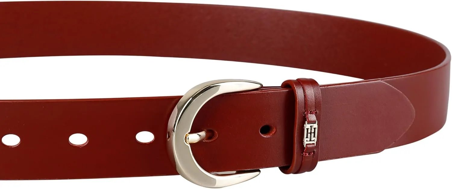 Tommy Hilfiger Women's TH Ornament Logo Casual Leather Belt for Jeans, Trousers and Dresses