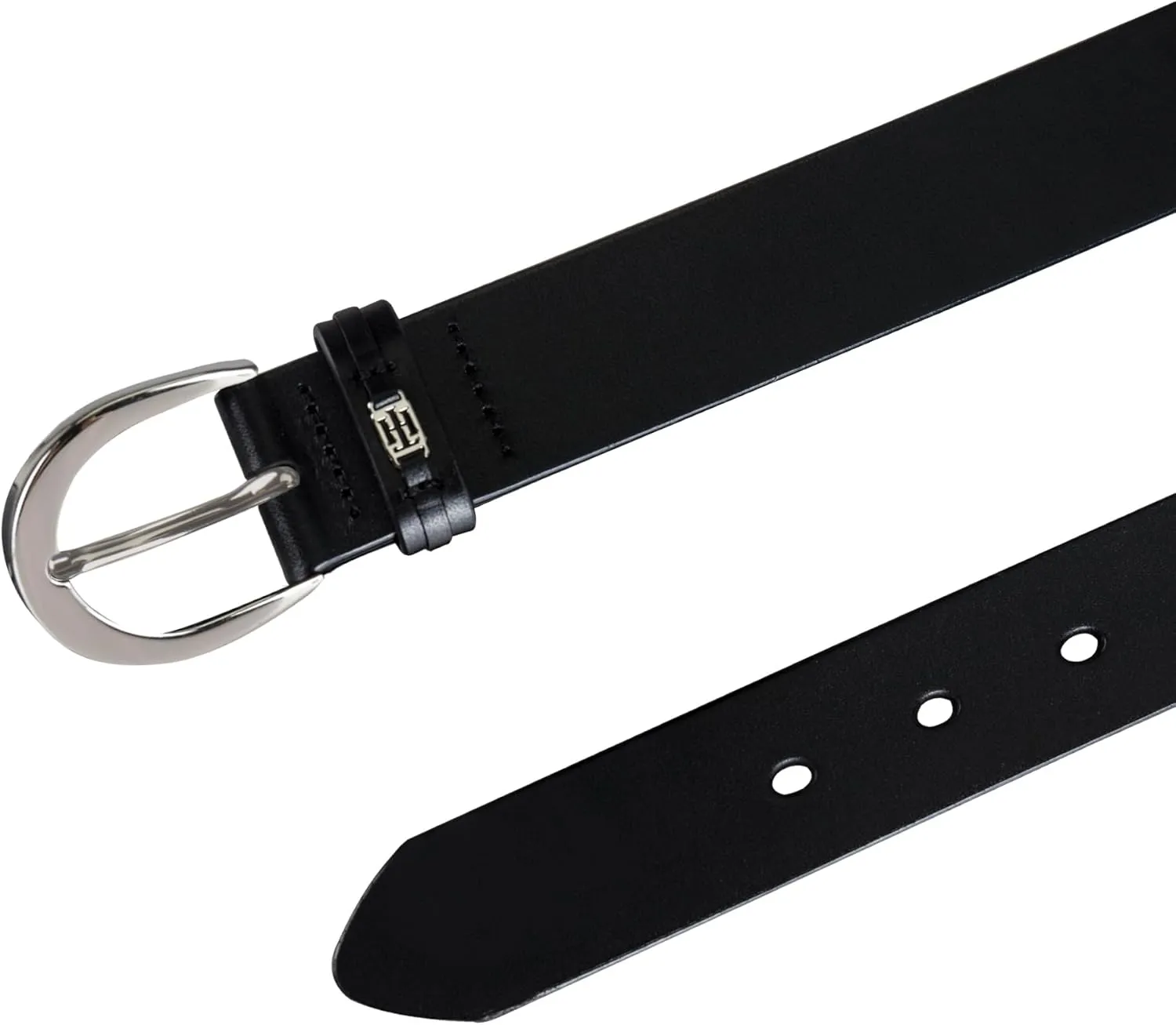 Tommy Hilfiger Women's TH Ornament Logo Casual Leather Belt for Jeans, Trousers and Dresses