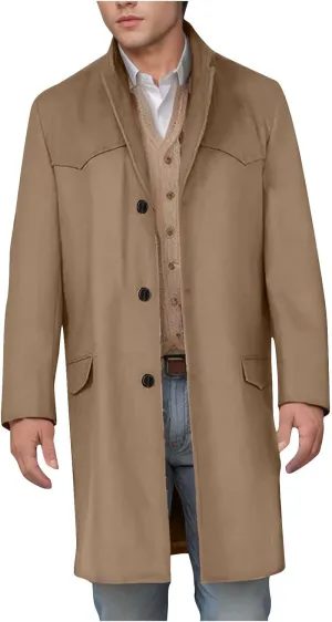 Trench Coat Men Classic Notched Collar Overcoat Warm Single Breasted Peacoat Elegant Long Jacket Overcoat