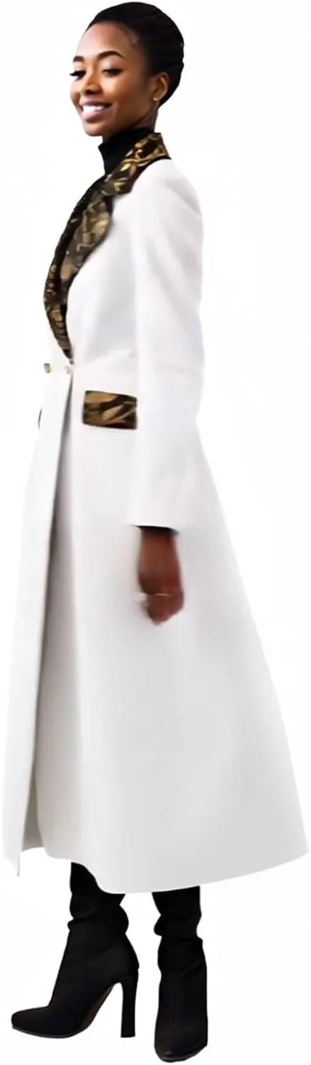 Trench Coat Women Double-Breasted Long Winter Wool Classic Coat Lapel Collar Belted Long Jacket