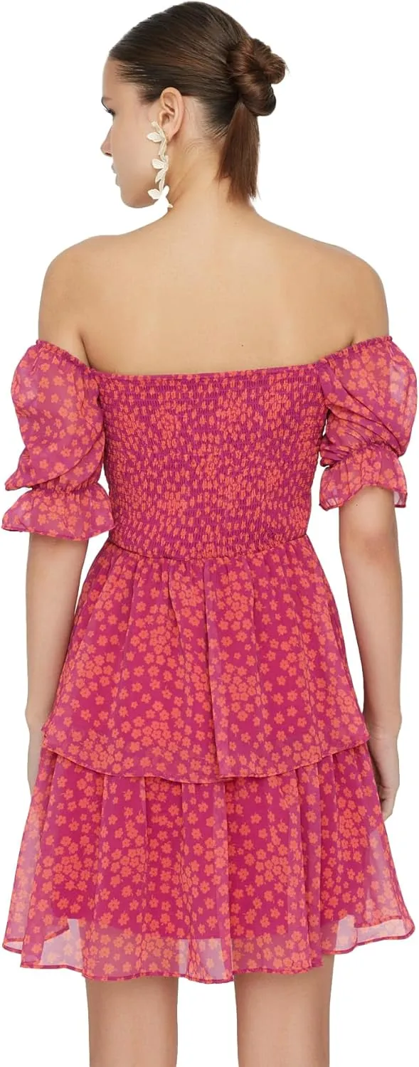 Trendyol Summer Dresses for Women 2023, Trendy Casual Sundresses, Wedding Guest Mini Floral Dress