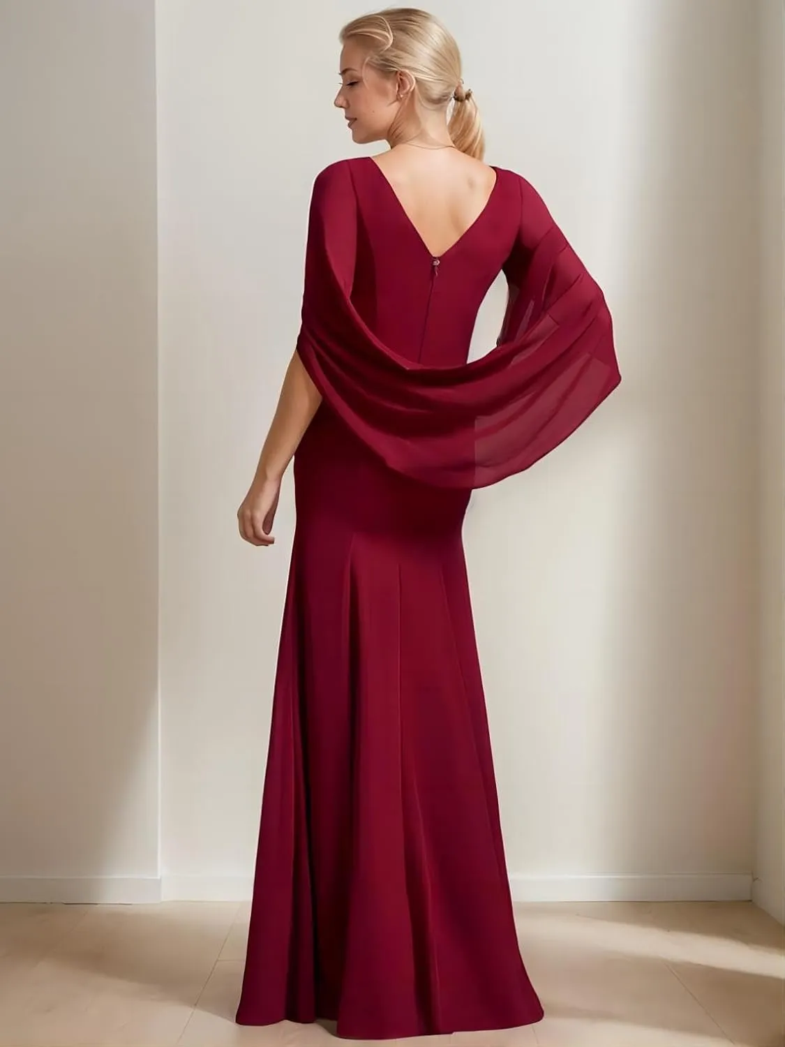 Trumpet/Mermaid Elegant Wedding Guest Dress Delicate Mother of The Bride Dress Unique Floor-Length Chiffon 2024