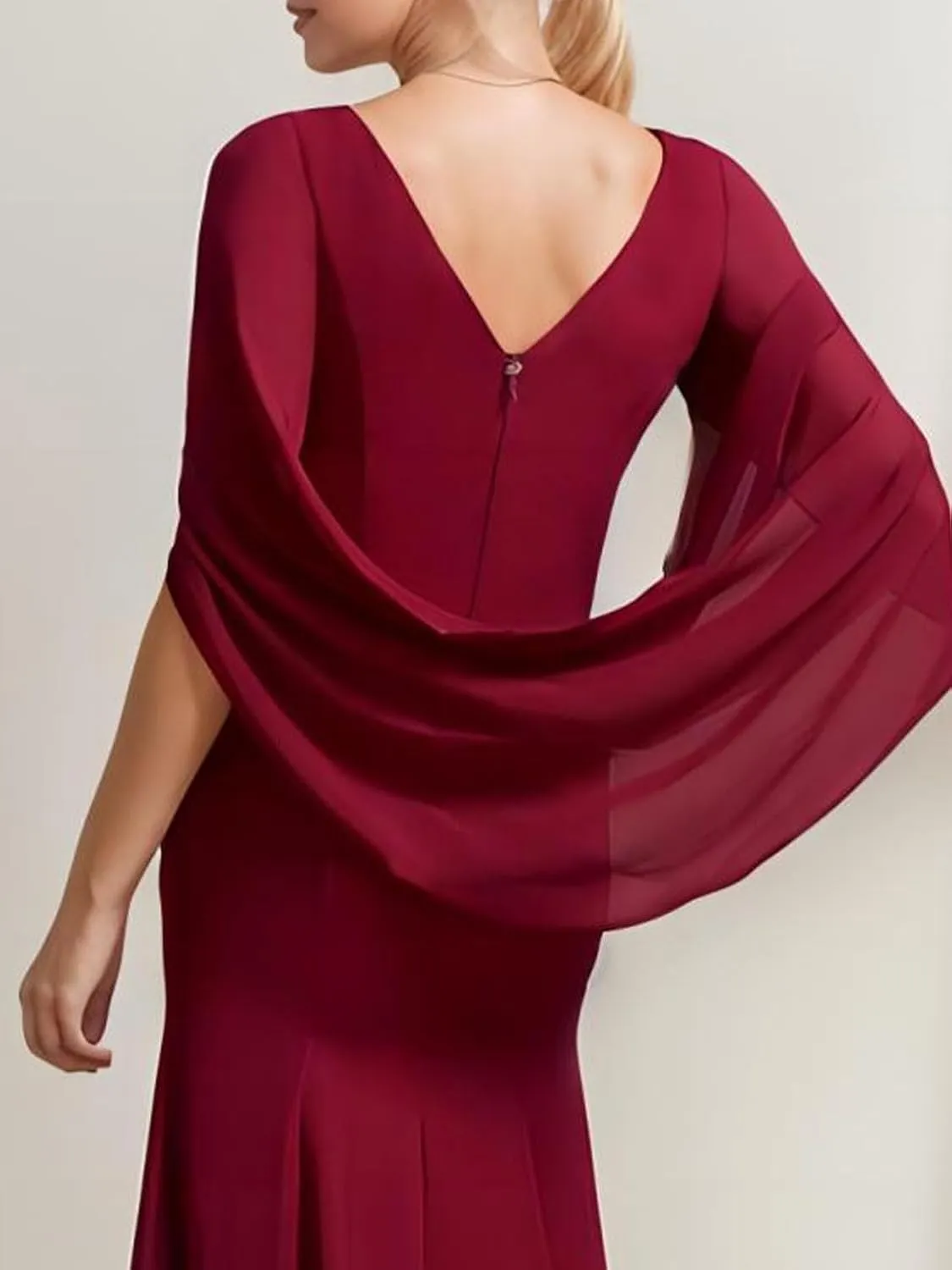 Trumpet/Mermaid Elegant Wedding Guest Dress Delicate Mother of The Bride Dress Unique Floor-Length Chiffon 2024