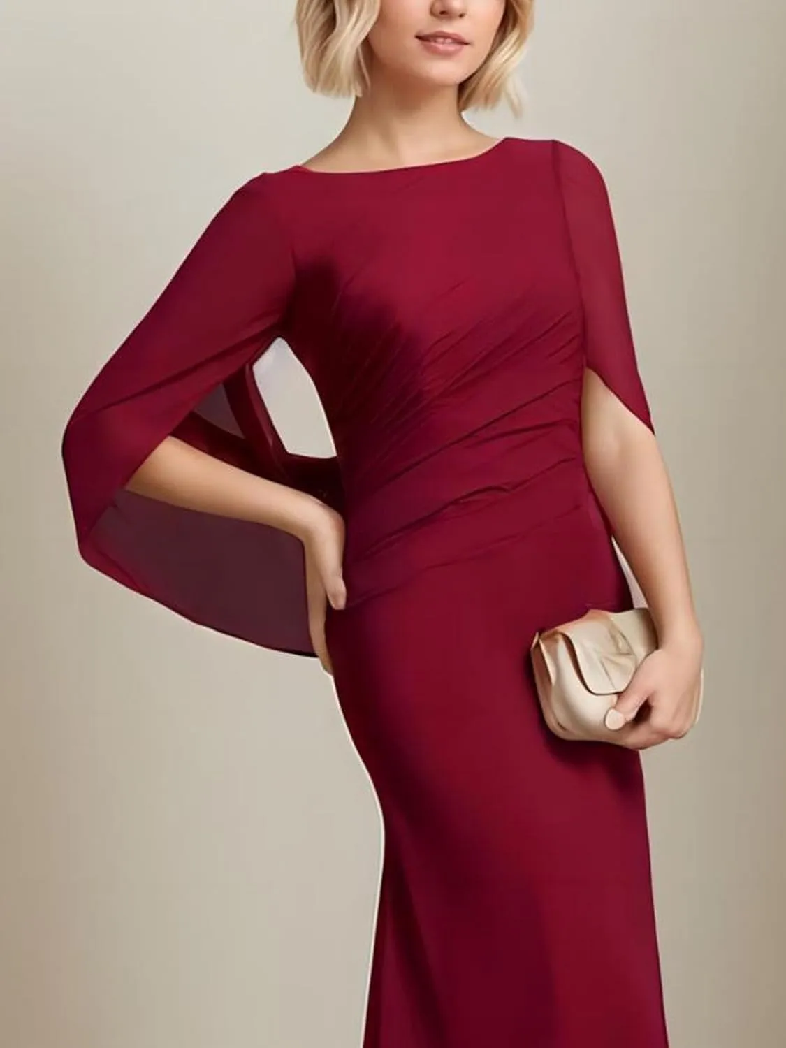 Trumpet/Mermaid Elegant Wedding Guest Dress Delicate Mother of The Bride Dress Unique Floor-Length Chiffon 2024